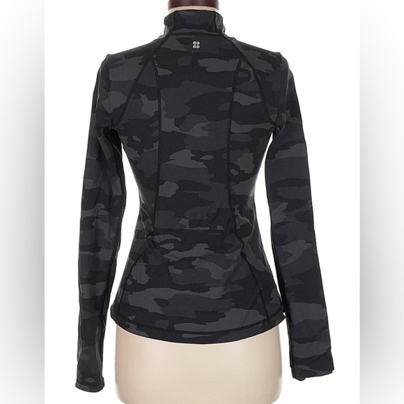Sweaty Betty Black Tonal Camo Power Wokout Full Zip Stretch Jacket size Small - Picture 3 of 9